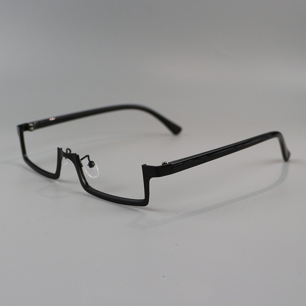 Women Square Half Frame Glasses No Lens Metal Frame Fashion 