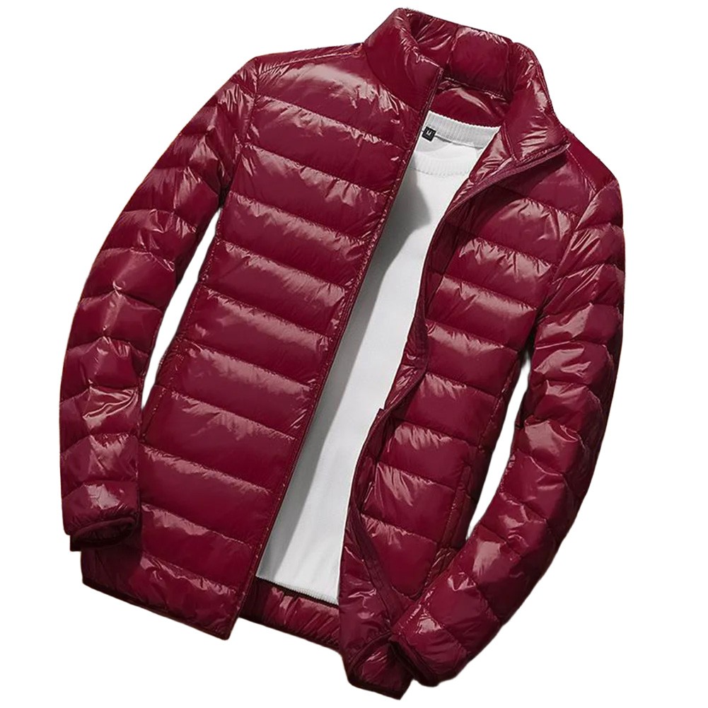 Men Casual Lightweight Down Cotton Jacket Cropped Winter Coat with Stand Collar - Picture 16 of 20