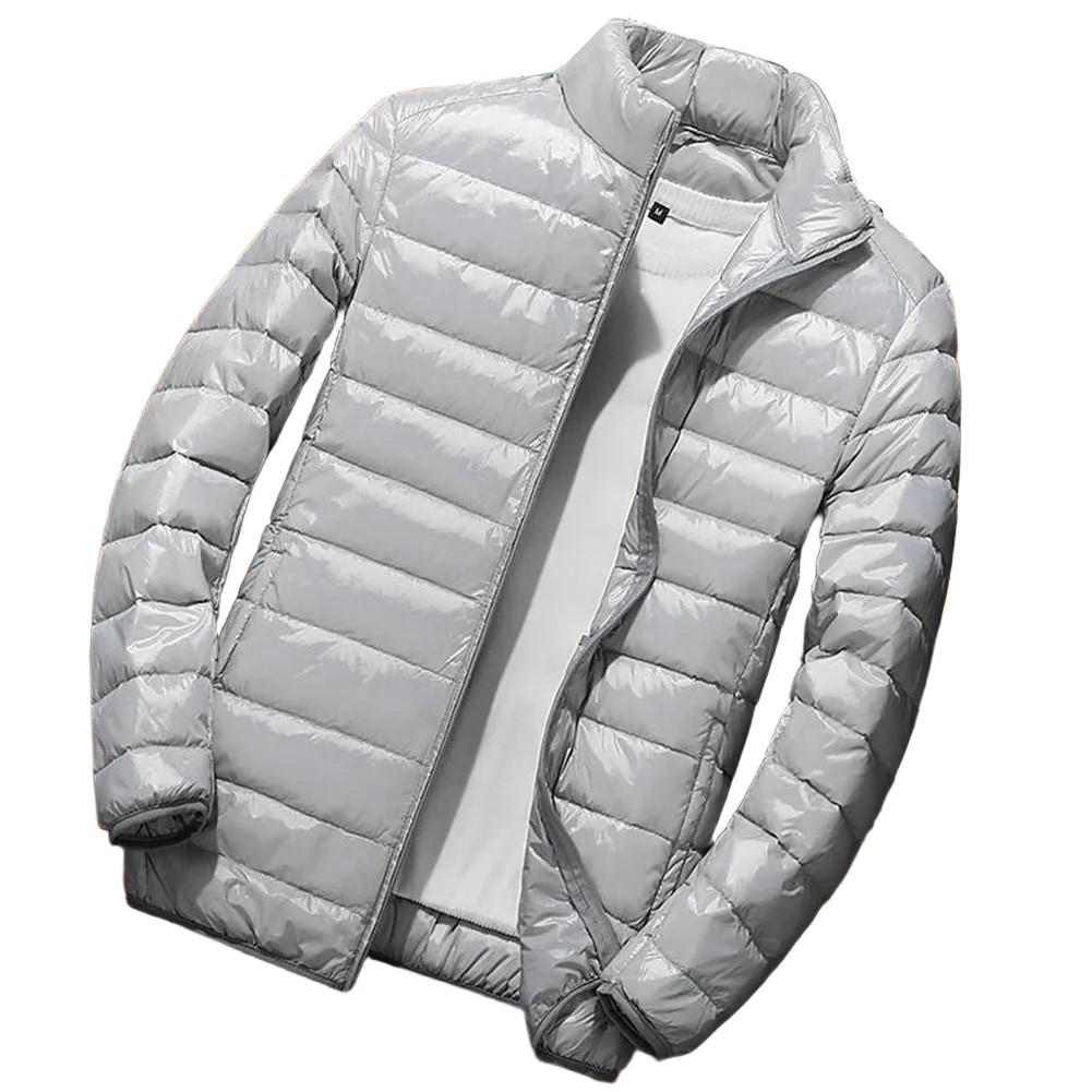 Men Casual Lightweight Down Cotton Jacket Cropped Winter Coat with Stand Collar - Picture 18 of 20
