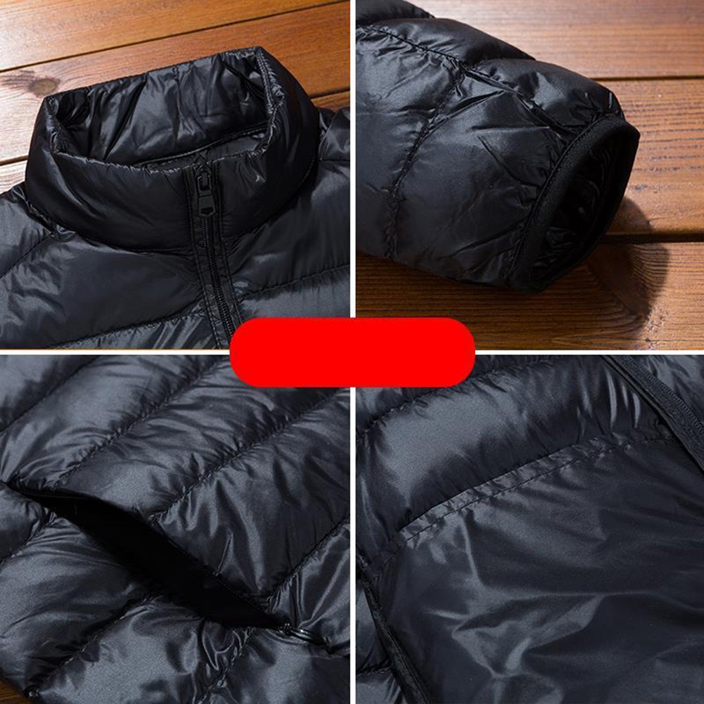 Men Casual Lightweight Down Cotton Jacket Cropped Winter Coat with Stand Collar - Picture 10 of 20