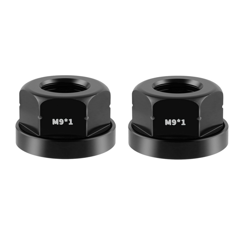 Set of 2 M9 1 0 Bike Hub Nuts with Gaskets Aluminum Alloy for Folding Bikes