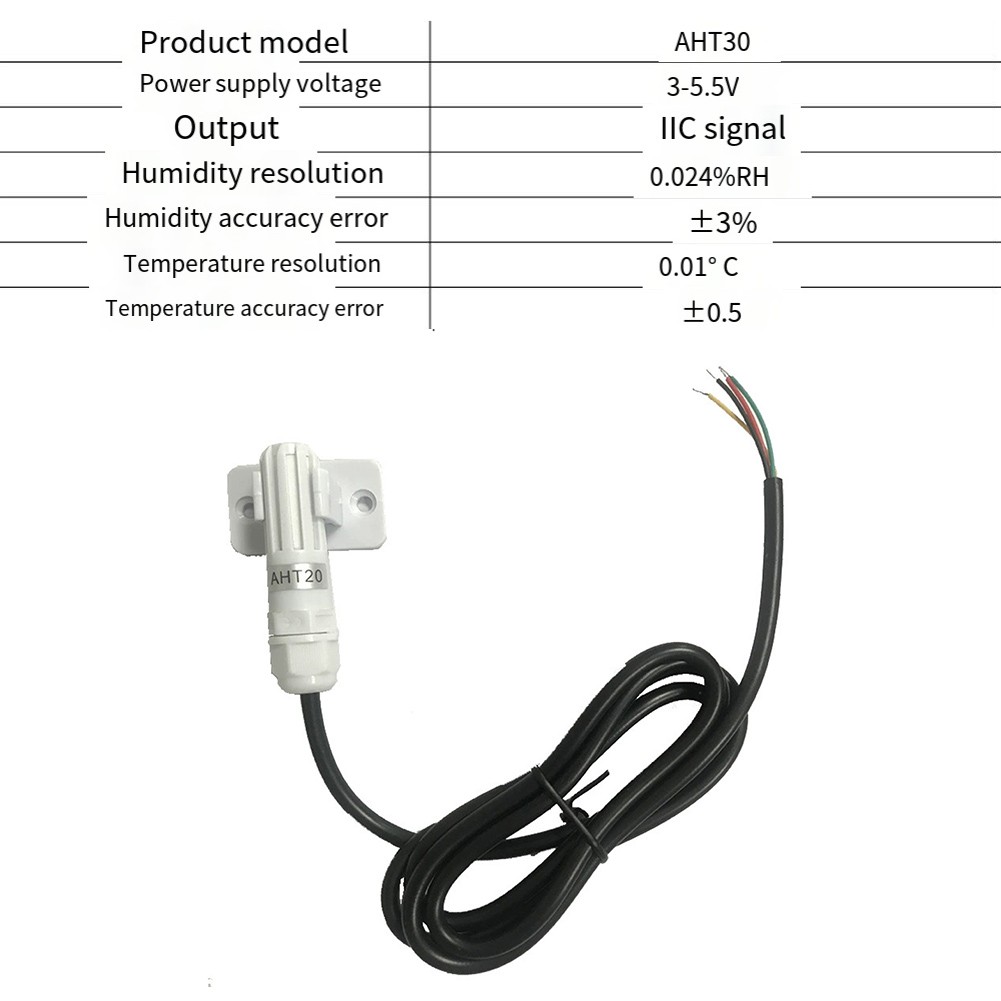 Temperature Humidity Sensor AHT30 with Wire for I2C Communication