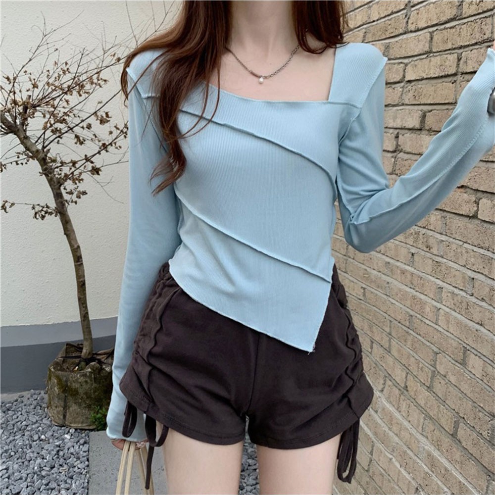 Solid Color Long Sleeve Top with Square Neck for Women Holiday and Home Use - Picture 7 of 7
