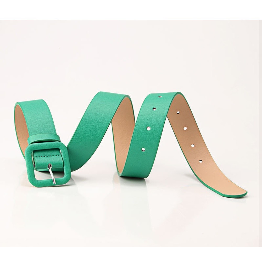 Women Minimalist Square Buckle Candy Color Belt Fashion Elegant Waistband - Picture 23 of 24