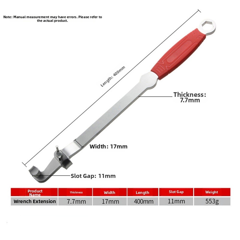 Heavy Duty Wrench Extension Rod with Hex End and Comfortable Red Grip Handle