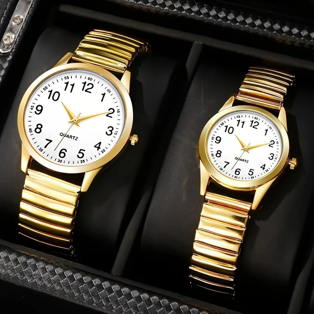 Classic Round Quartz Watch for Men and Women with Elastic Adjustable Band