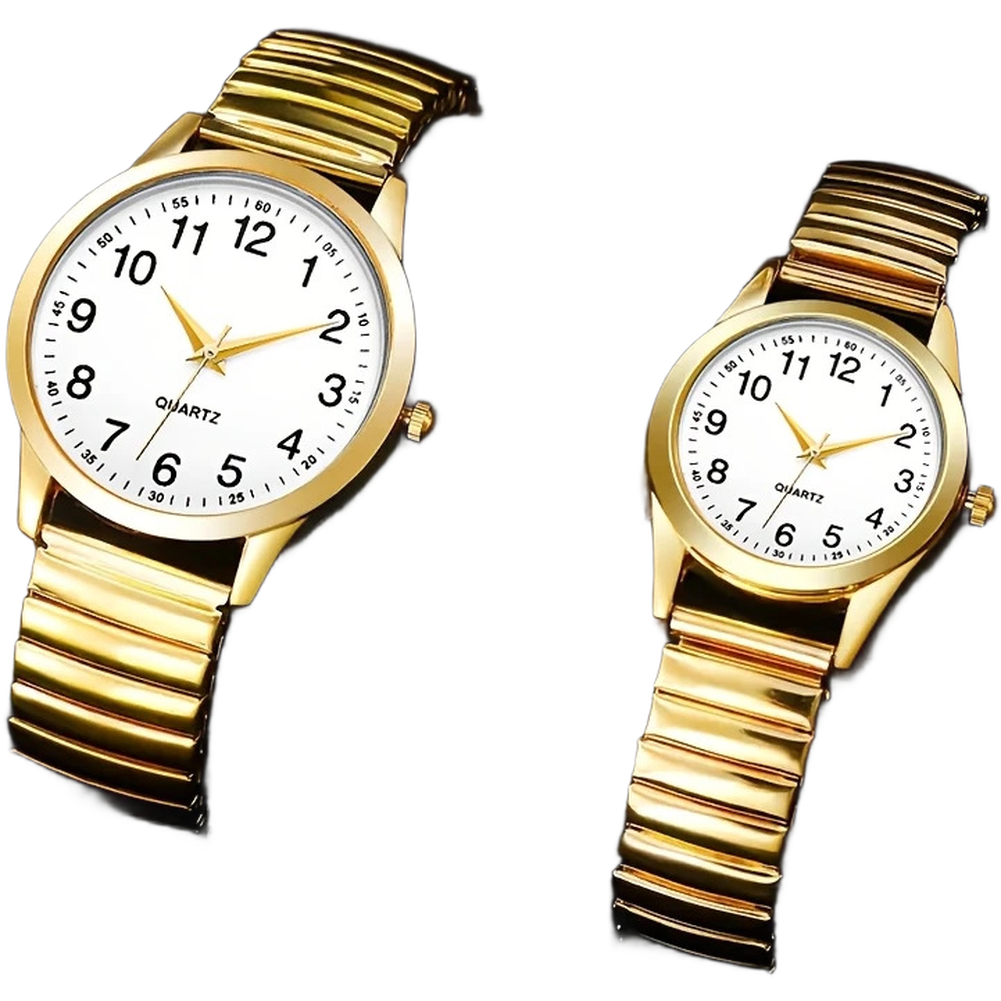 Classic Round Quartz Watch for Men and Women with Elastic Adjustable Band