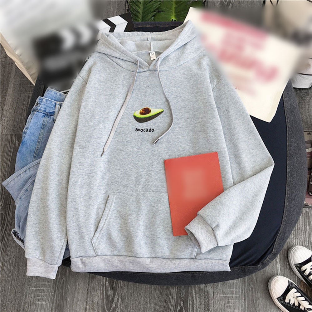Printed Loose Avocado Green Fleece Hooded Jacket for Outdoor and Daily Wear - Picture 9 of 12