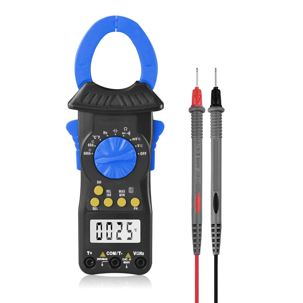 Clamp Meter Auto Range Digital Multimeter AC DC 600A Current Tester Blue
