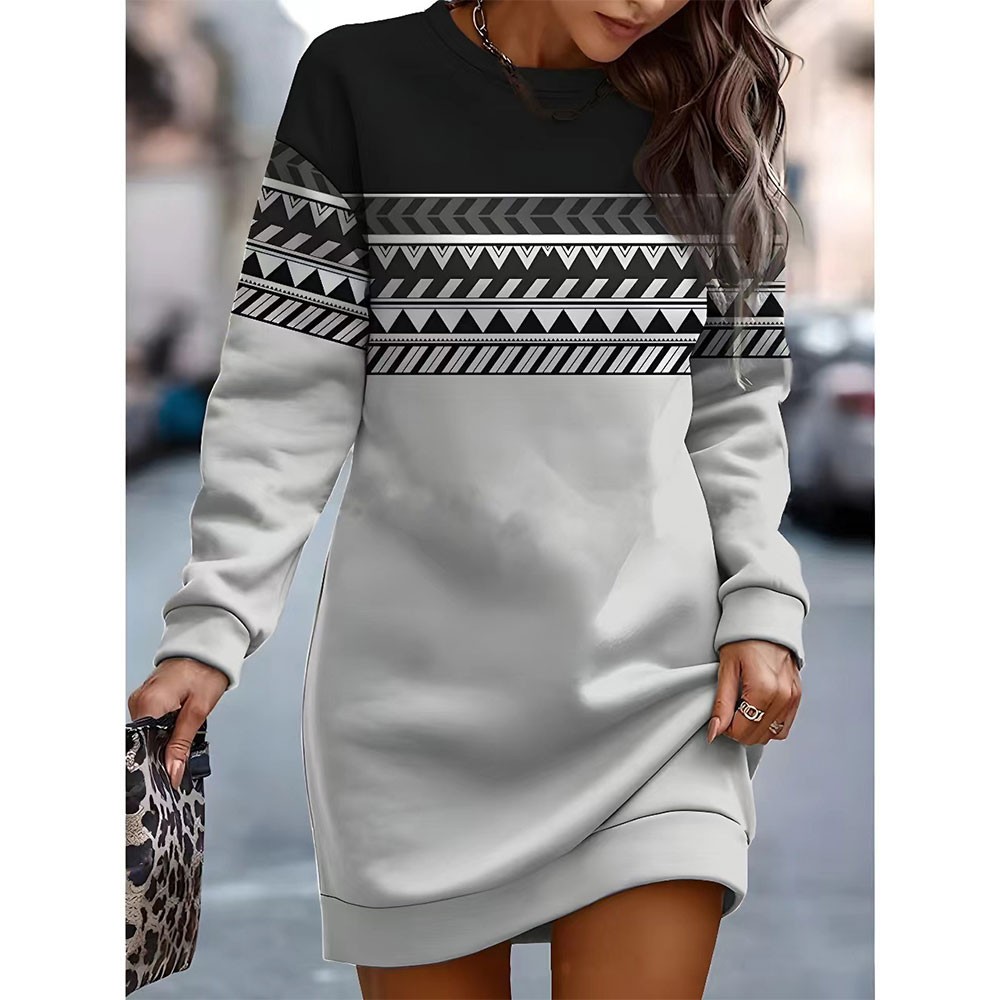 Printed Long Sleeve Round Neck Sweatshirt Suitable for Holiday and Daily Use - Picture 5 of 9