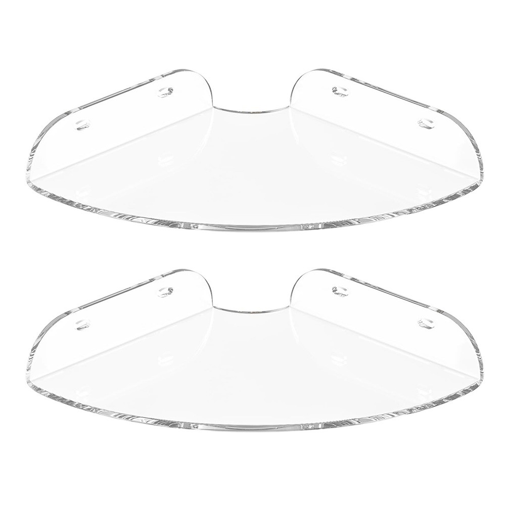 2 Piece Iridescent Acrylic Corner Shelves for Space Saving Wall Storage