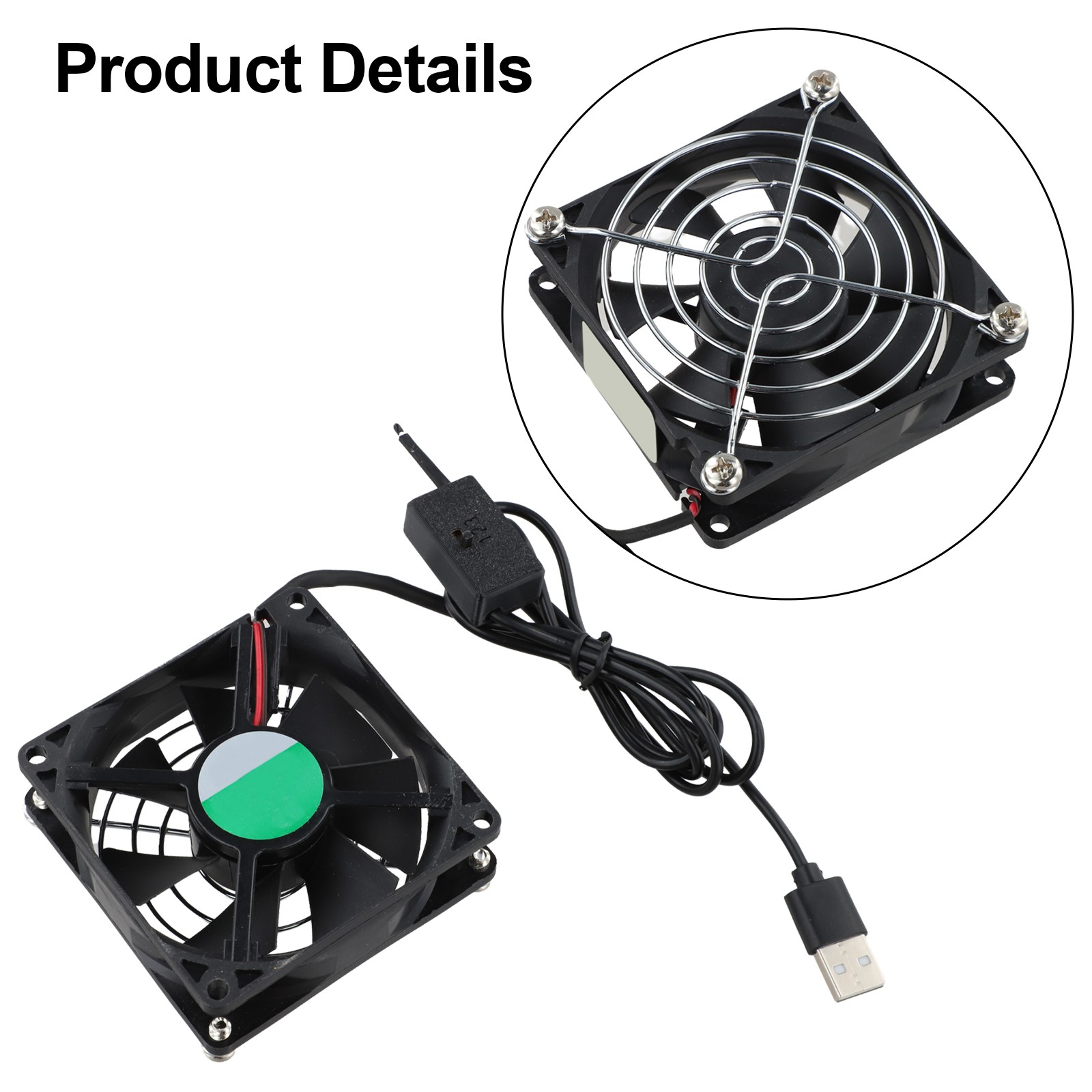 USB Powered 8cm Cooling Fan with Adjustable Thermostat for Electronics