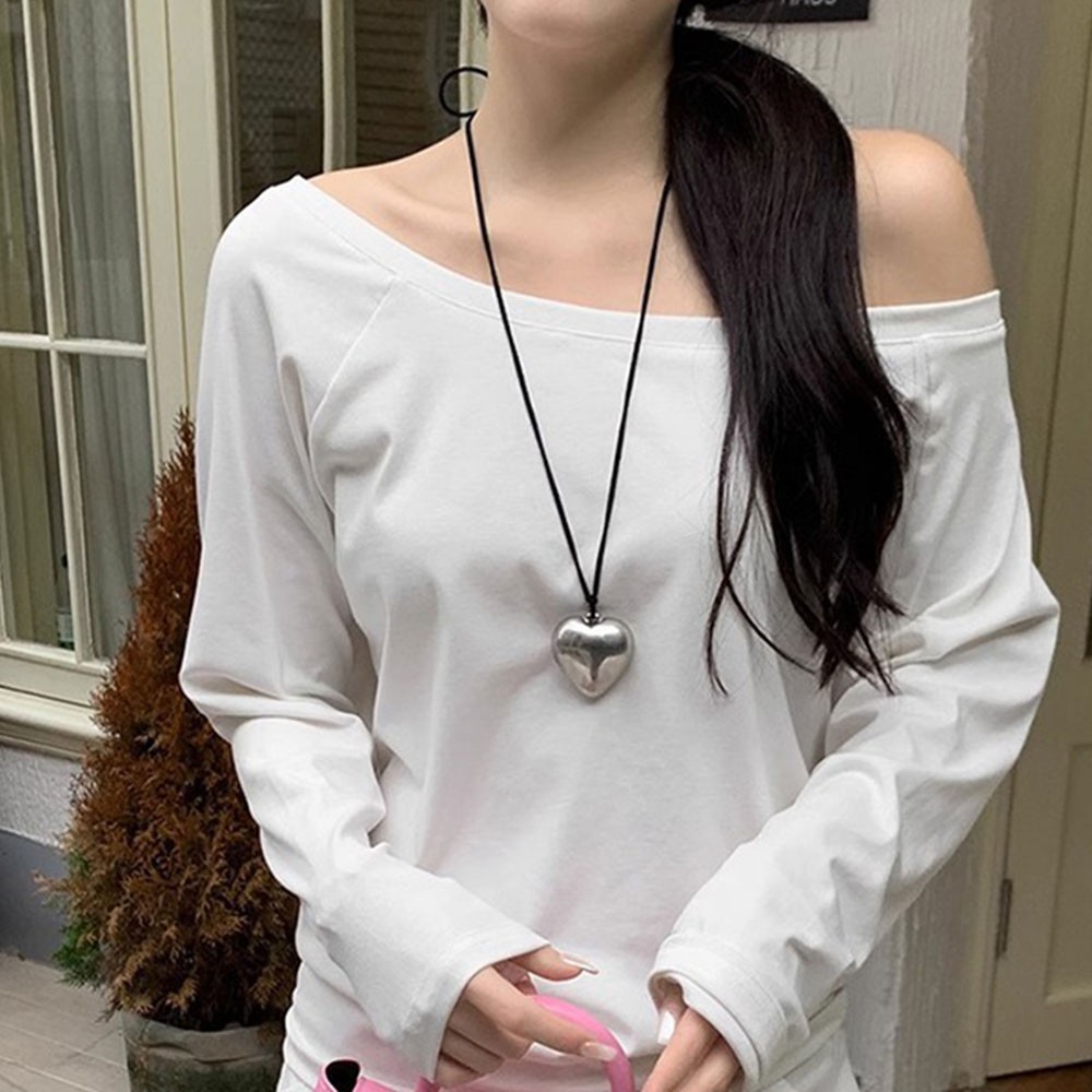 Long Sleeve Off Shoulder Casual Tshirt for Women Suitable for All Seasons - Picture 5 of 8