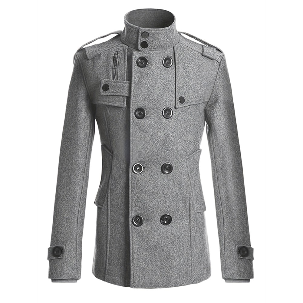 Cardigan uomo caldo doppiopetto cappotto finta lana manica lunga girocollo - Foto 11 di 18
