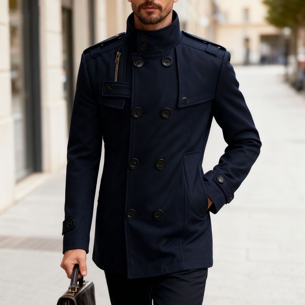 ジャケット・アウター DOUBLELAPELED DOUBLE BREASTED COAT Double Breasted Jacket 5% Spandex 95% Polyester Long Sleeve