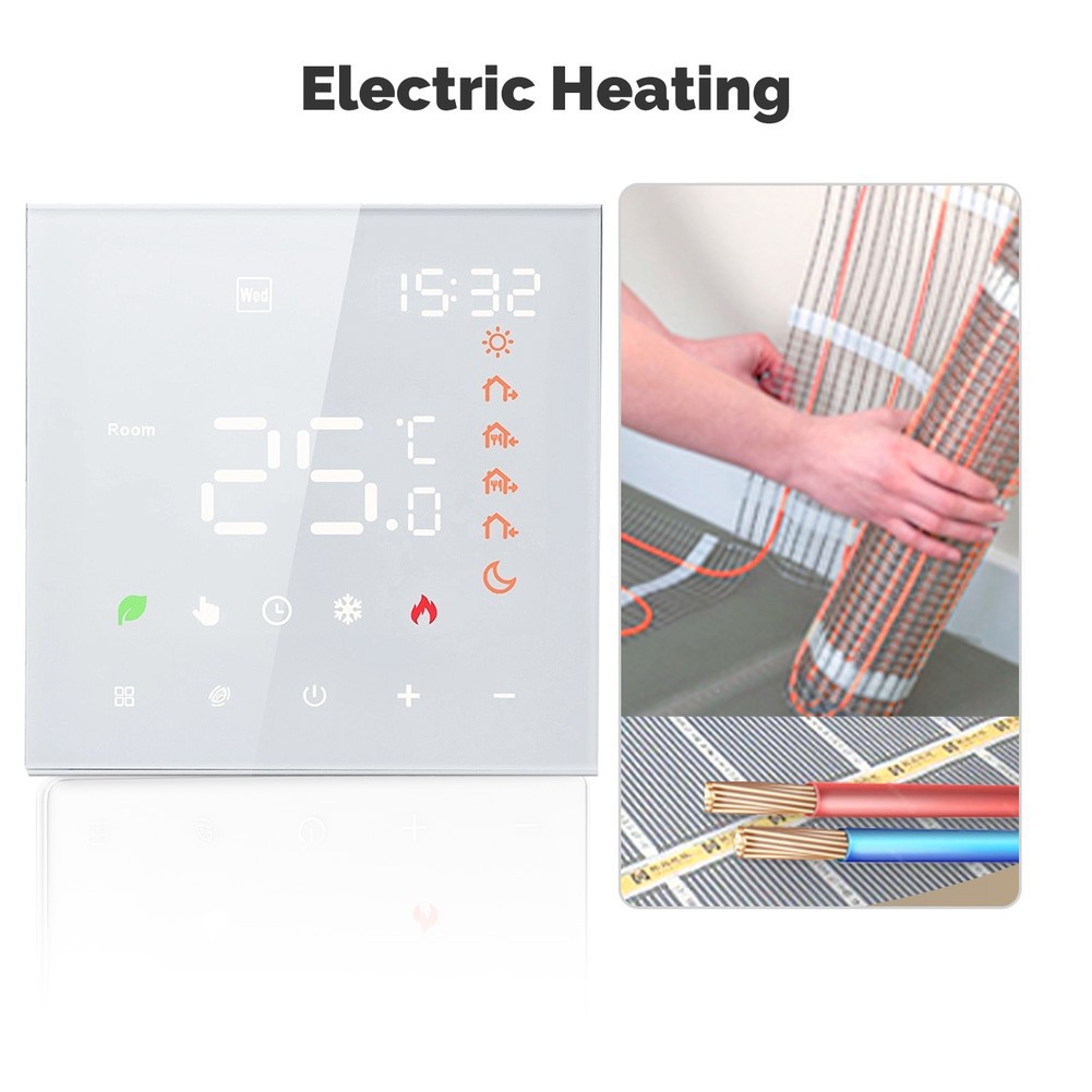 WiFi Enabled Smart Thermostat with LCD Display Touch Screen and Remote Voice