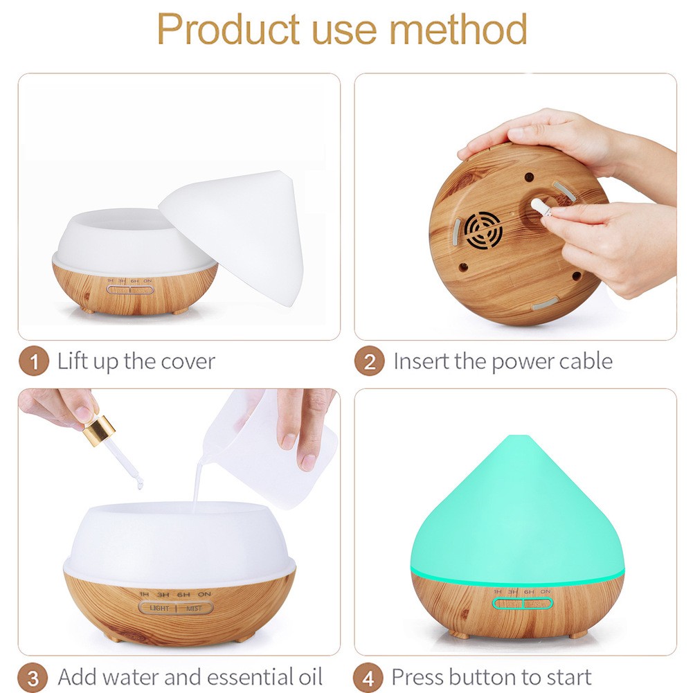 Essential Oil Diffuser with 400ML Capacity Quiet Operation and Colorful ...