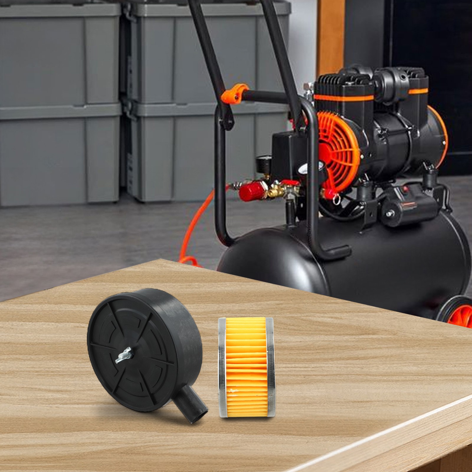 Plastic Paper 2pcs Muffler Filter Cartridge Air Piston Compressor Pump Intake