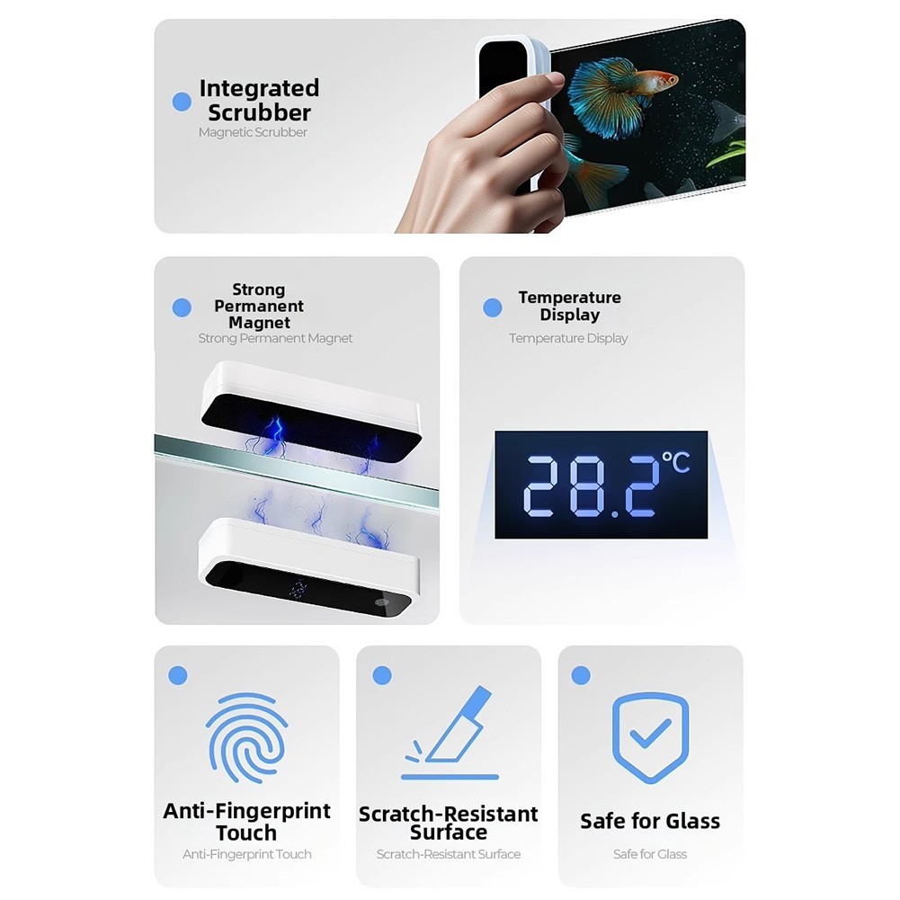 Fish Tank Magnetic Cleaning Brush with Temperature Sensor and Digital Screen - Picture 34 of 40