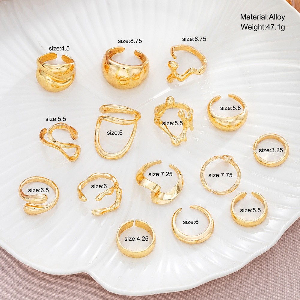 15 Piece FOR MOLTEN Stackable Knuckle Ring Set Geometric Alloy Rings for Women - Picture 11 of 17