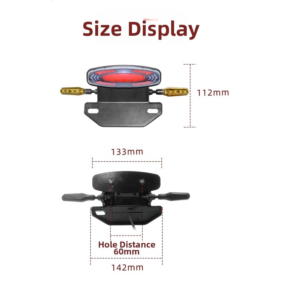 Ebike Rear LED Taillight Brake Light Turn Signal 6pin 3648V Compatible