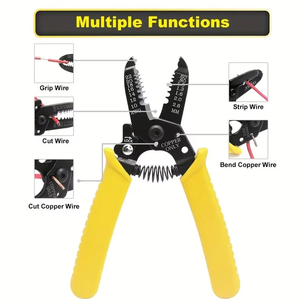 Professional Electrical Wire Stripping Pliers with Cut Crimp and Strip