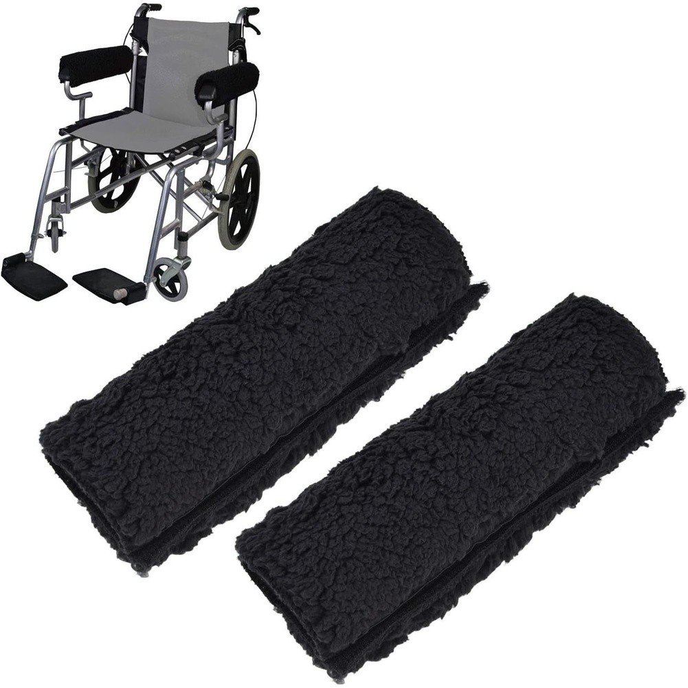 Soft Velvet Cushion Protector Covers for Wheelchair Armrests Black Cream