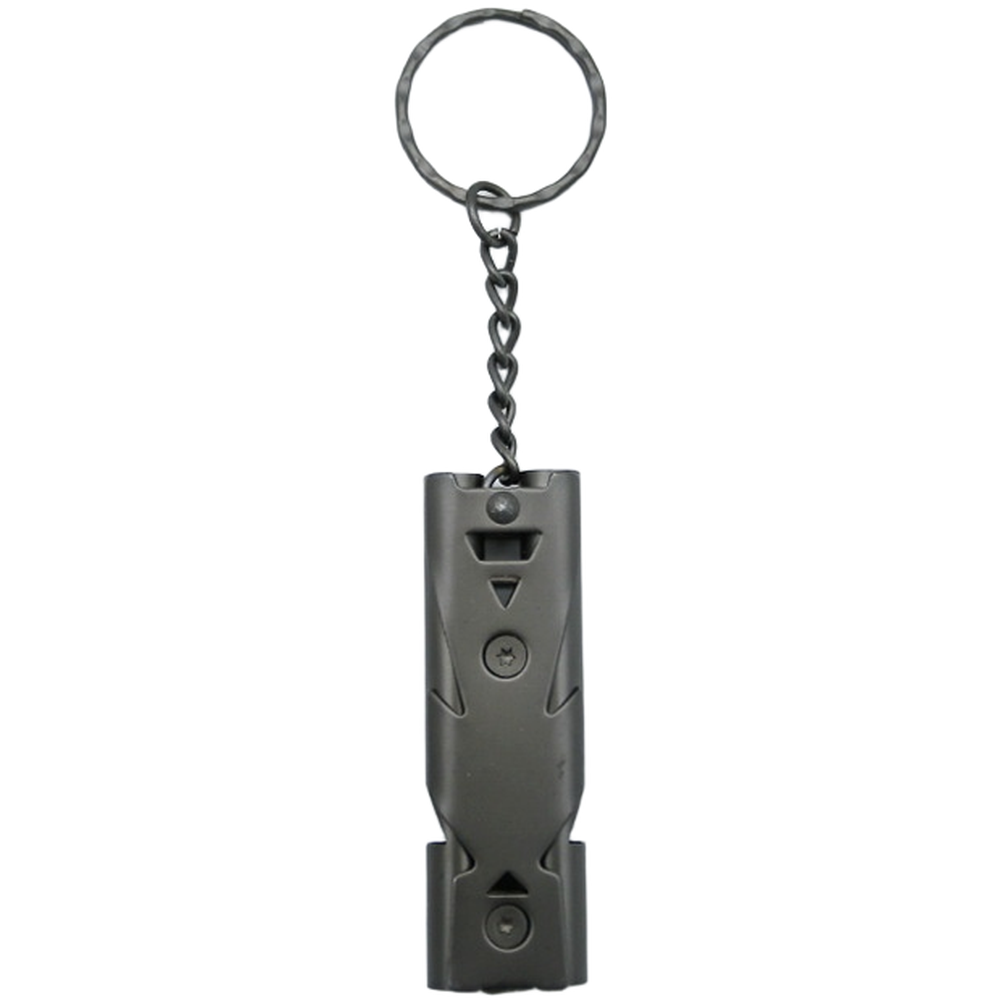 Double Tube Survival Whistle 150DB Stainless Steel with Keychain Outdoor Use
