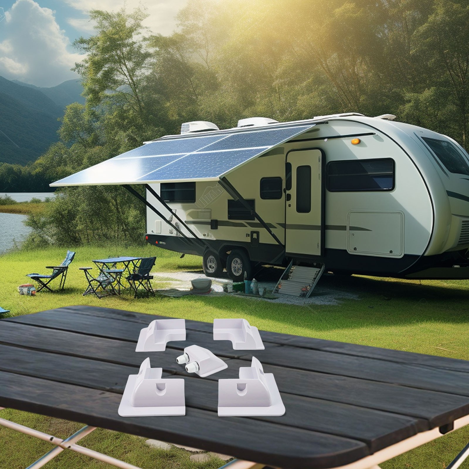 Solar Panel Mount Brackets Set for RVs Boats No Drill UV Resistant ABS Material
