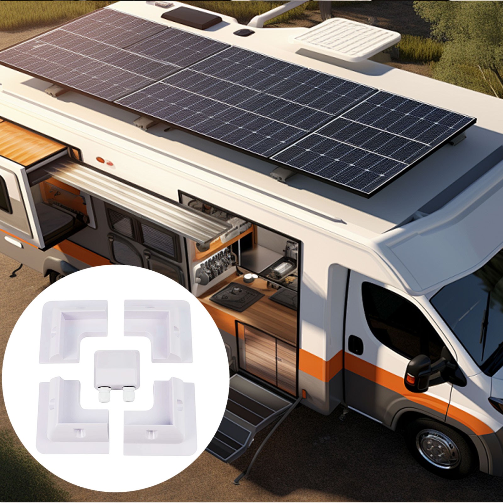 Solar Panel Mount Brackets Set for RVs Boats No Drill UV Resistant ABS Material