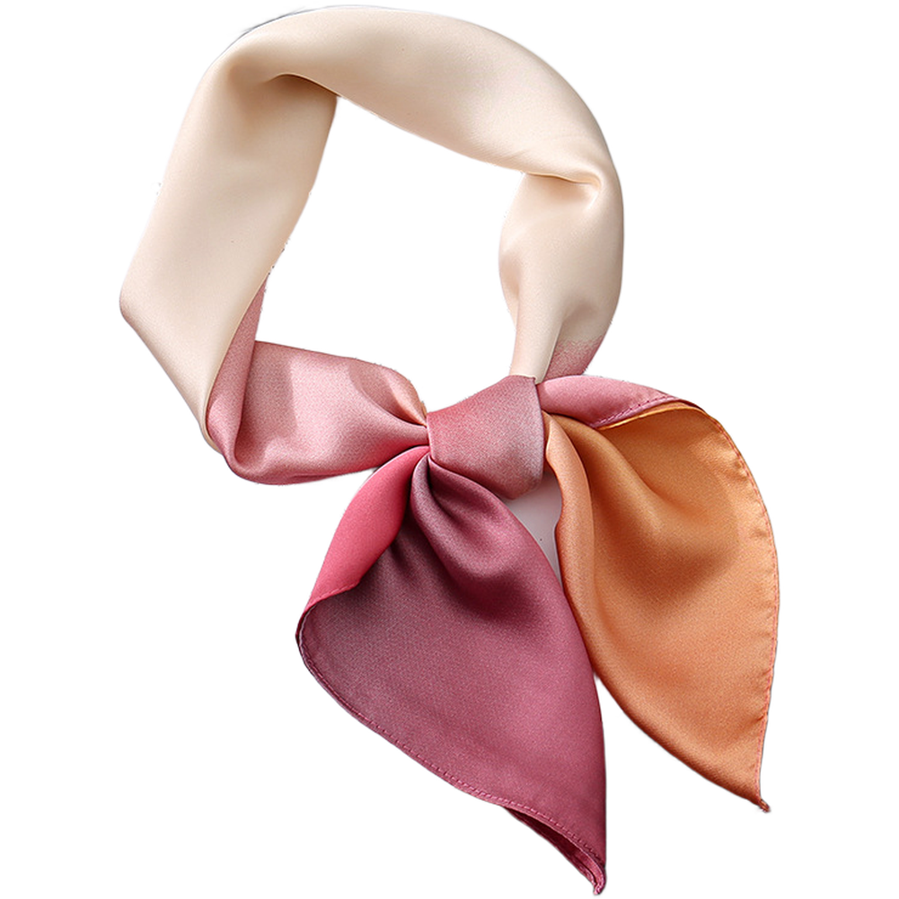 Multicolor Gradient Patchwork Silk Scarf Lightweight Soft Material 70x70 cm - Picture 10 of 12