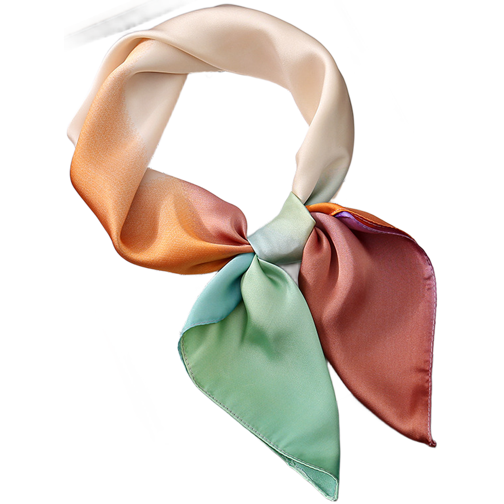Multicolor Gradient Patchwork Silk Scarf Lightweight Soft Material 70x70 cm - Picture 12 of 12