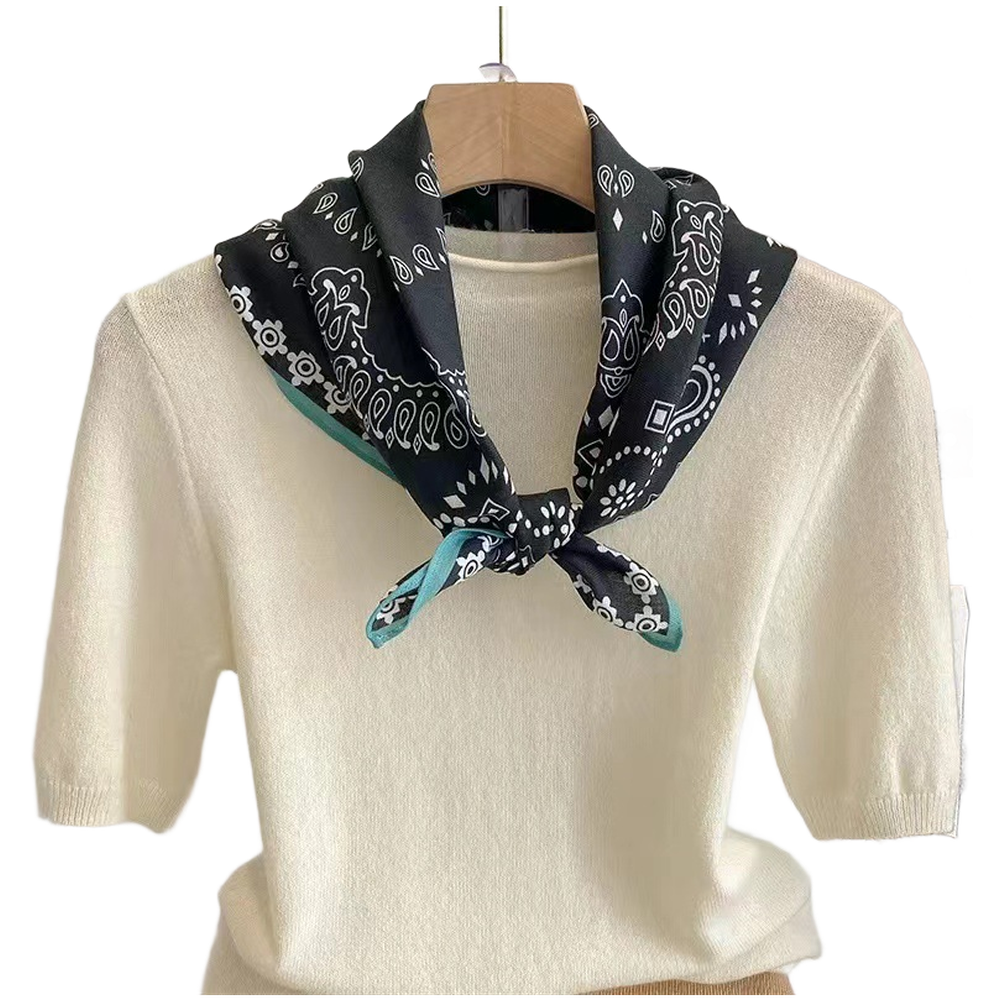 Green Cotton Linen Scarf 70x70cm Autumn Shawl Wrap Neck Warmer with Embroidery - Picture 12 of 26