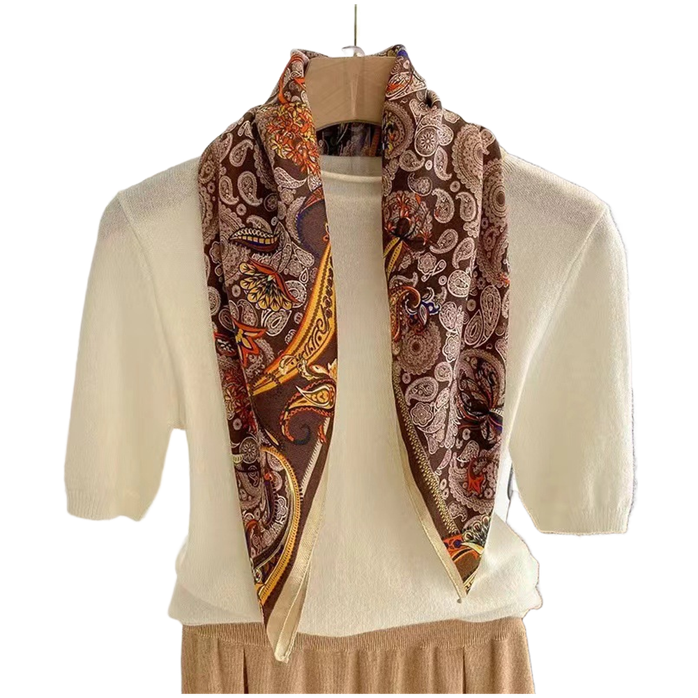 Green Cotton Linen Scarf 70x70cm Autumn Shawl Wrap Neck Warmer with Embroidery - Picture 26 of 26