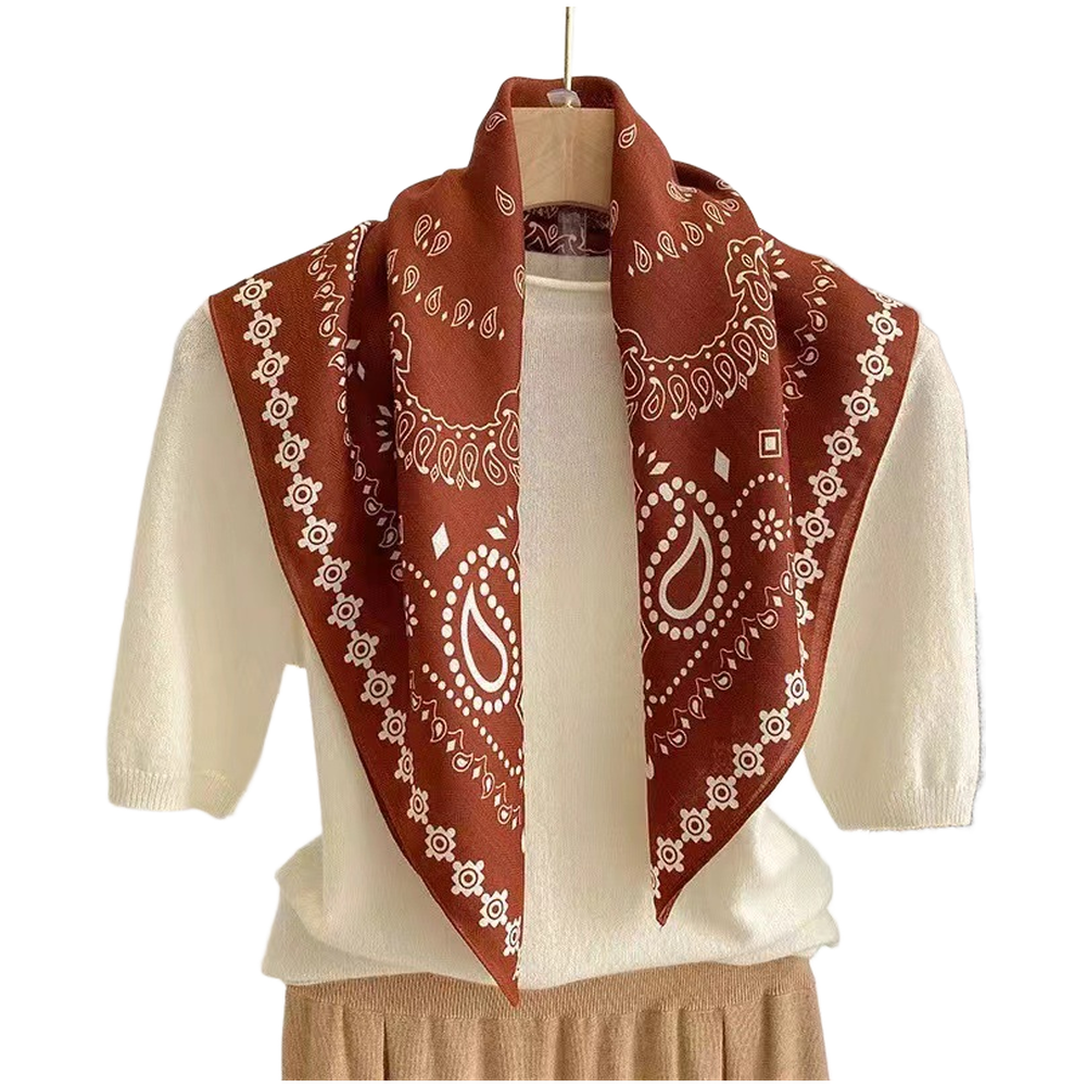 Green Cotton Linen Scarf 70x70cm Autumn Shawl Wrap Neck Warmer with Embroidery - Picture 14 of 26