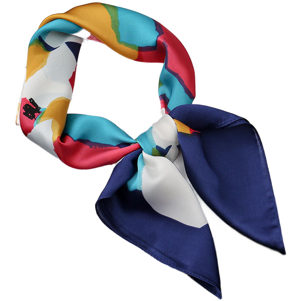 Simulation Silk Scarf 70x70cm with Floral Print Square Neckerchief For Women - Picture 14 of 14