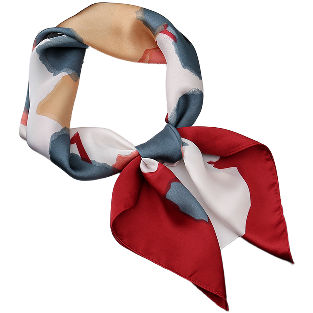 Simulation Silk Scarf 70x70cm with Floral Print Square Neckerchief For Women - Picture 10 of 14