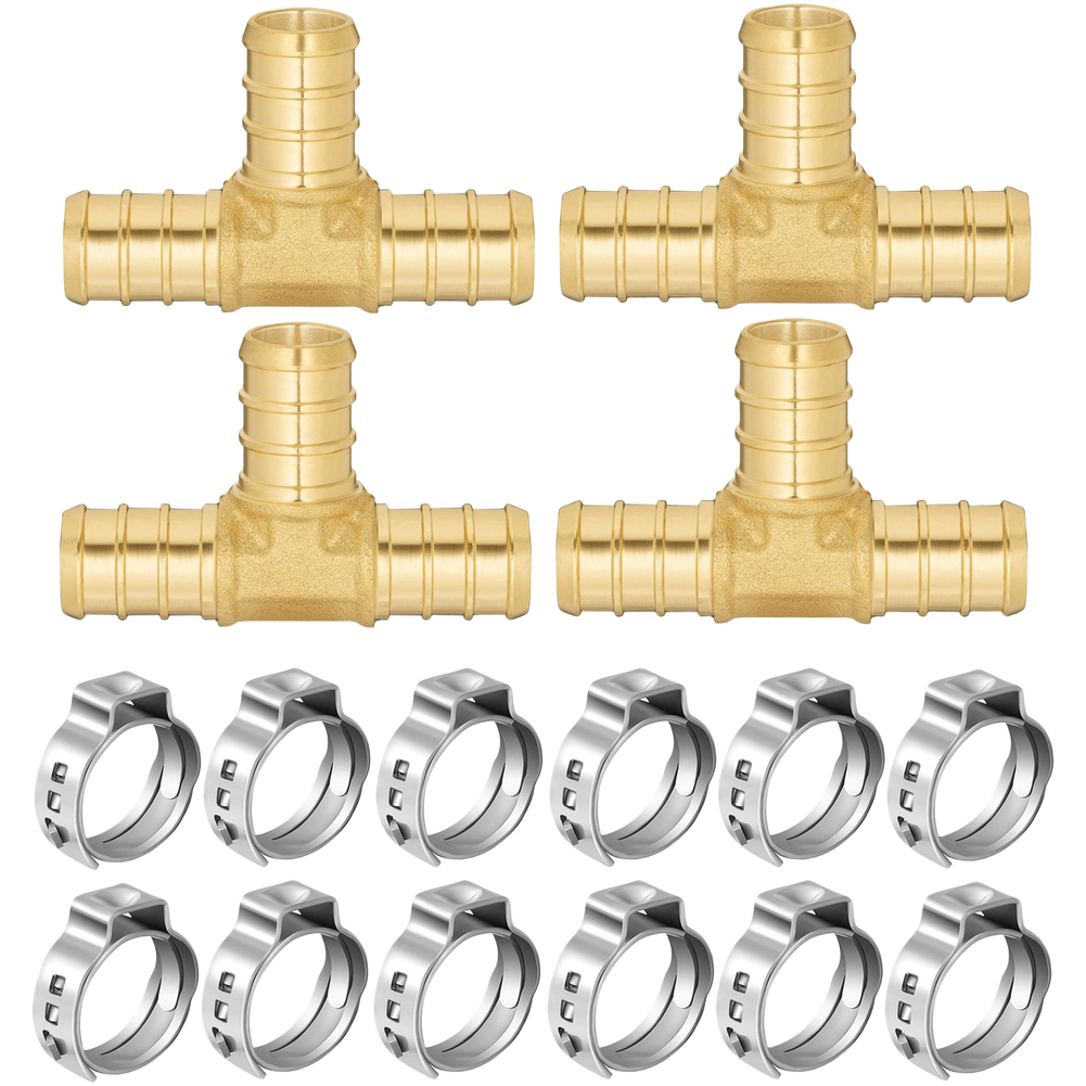Brass 12 Inch For PEX B Fittings Elbow Coupler Tee with Clamp Set for Plumbing - Picture 13 of 13