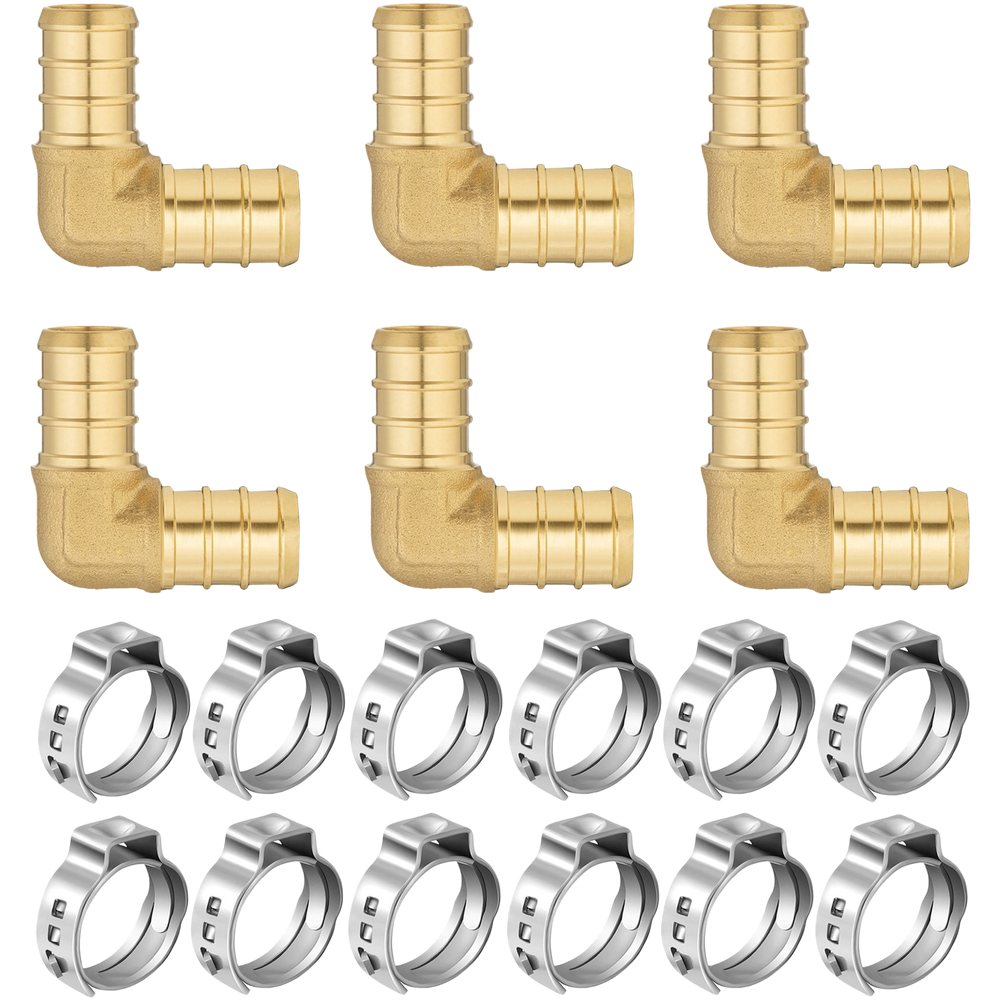 Brass 12 Inch For PEX B Fittings Elbow Coupler Tee with Clamp Set for Plumbing - Picture 12 of 13