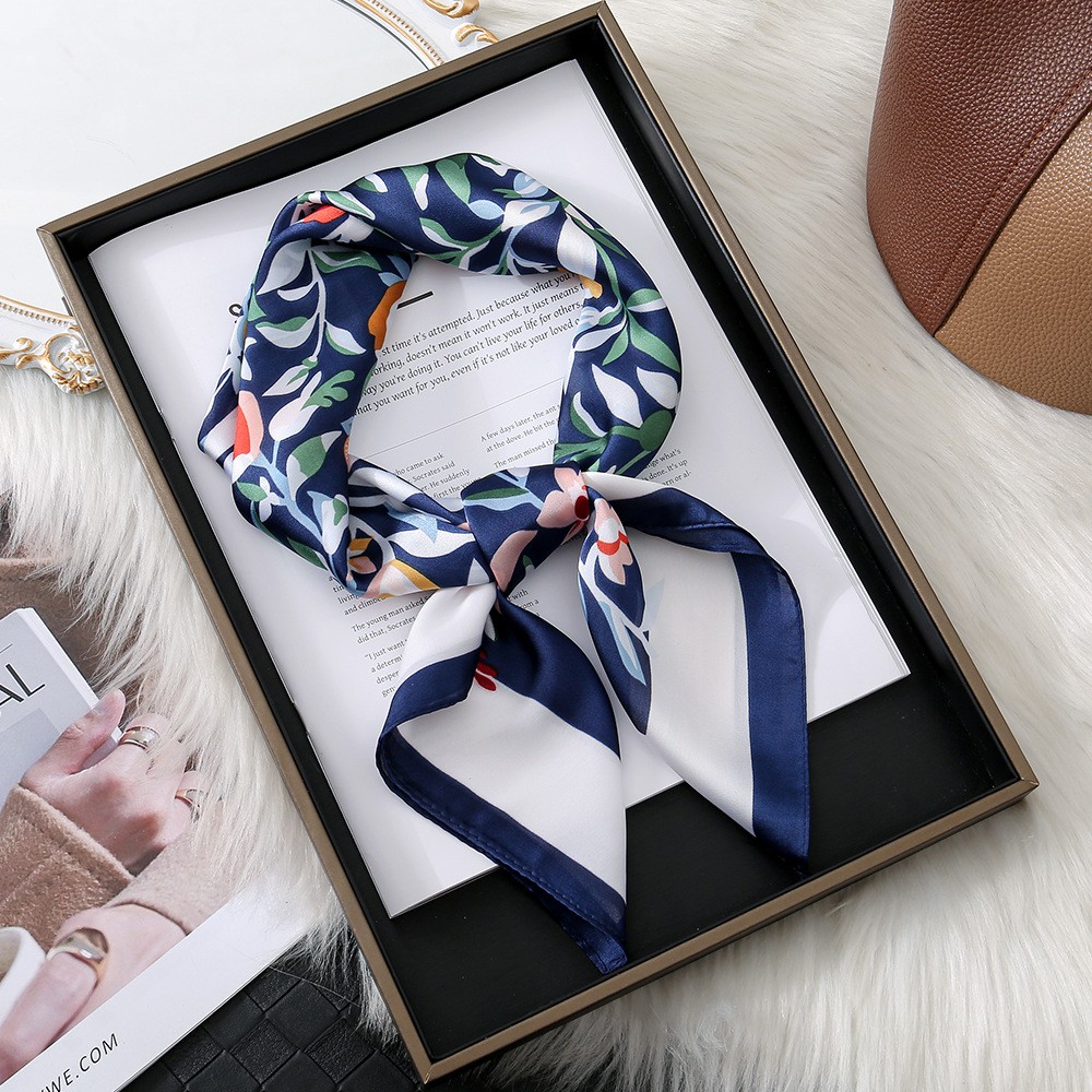 Lightweight Spring Floral Print Scarf Square 70x70 CM Polyester Twill Fabric - Picture 11 of 14