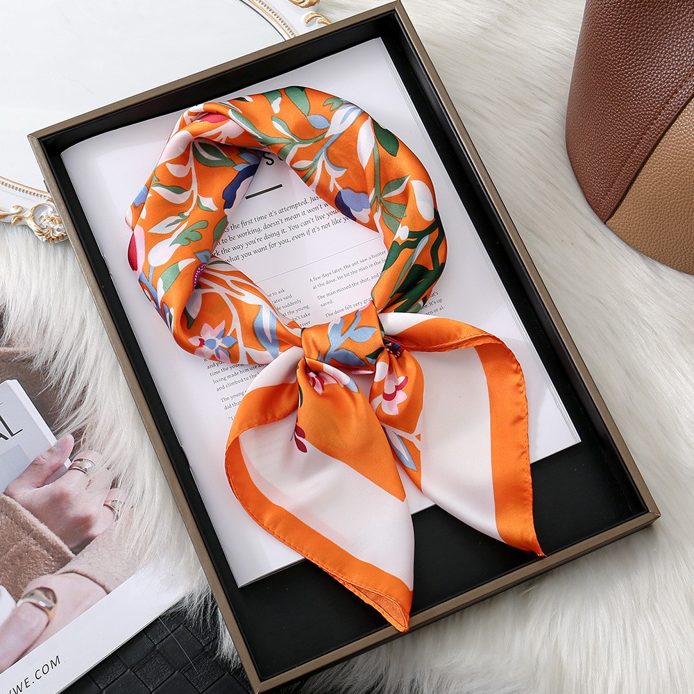 Lightweight Spring Floral Print Scarf Square 70x70 CM Polyester Twill Fabric - Picture 13 of 14