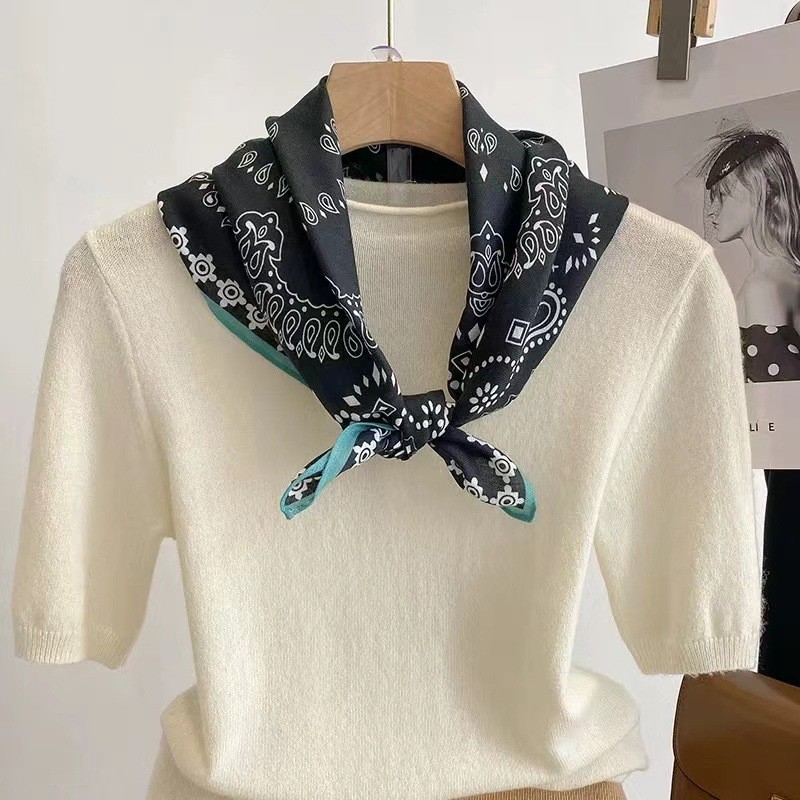 Green Cotton Linen Scarf 70x70cm Autumn Shawl Wrap Neck Warmer with Embroidery - Picture 11 of 26
