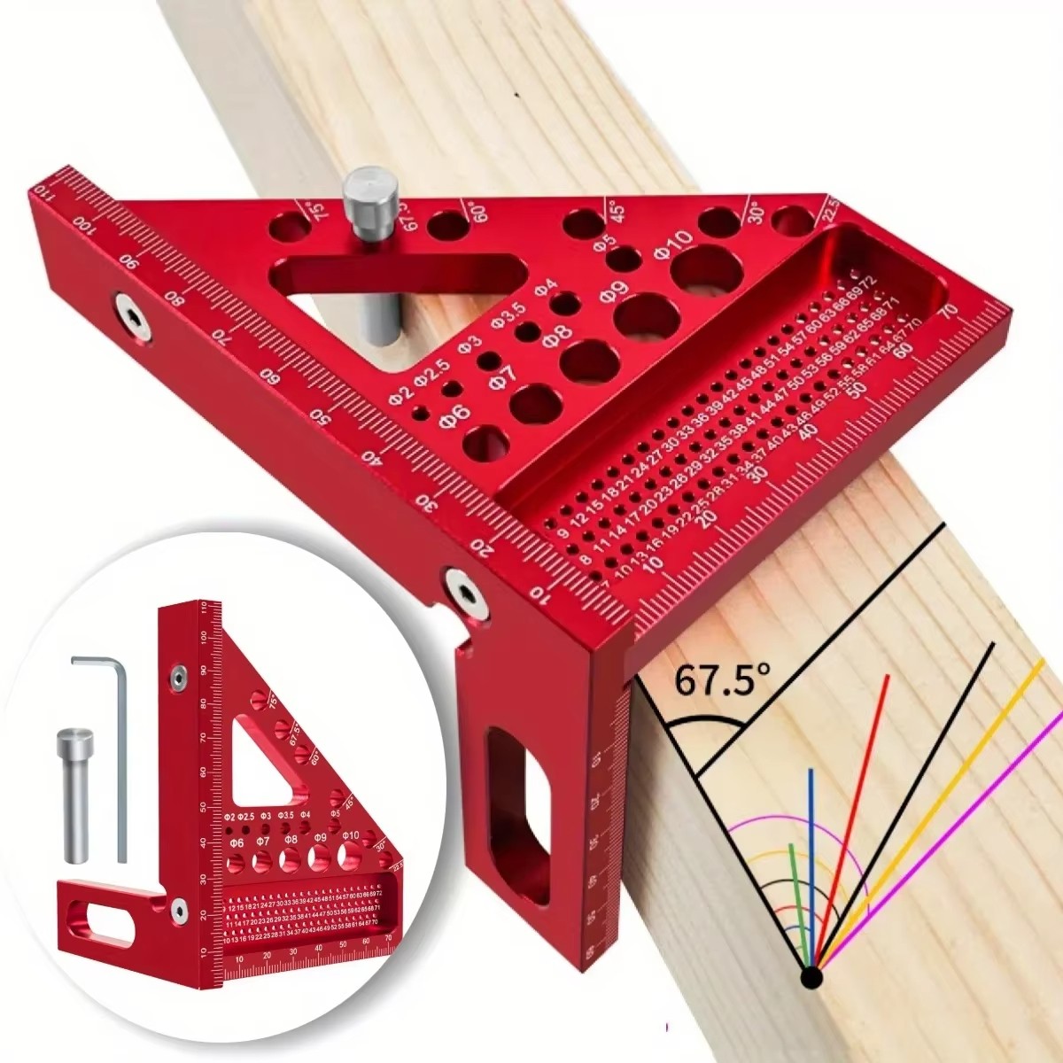 Woodworking Scribing Ruler With Angle Gauge For Construction And Engineering