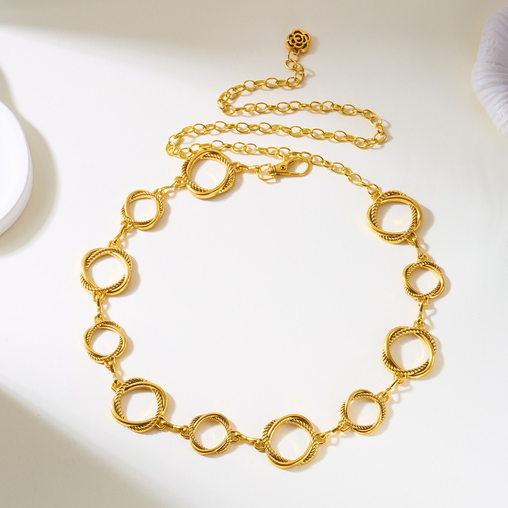 Bohemian Style Waist Chain for Women Vintage Embossed Metal Geometric Design - Picture 13 of 42