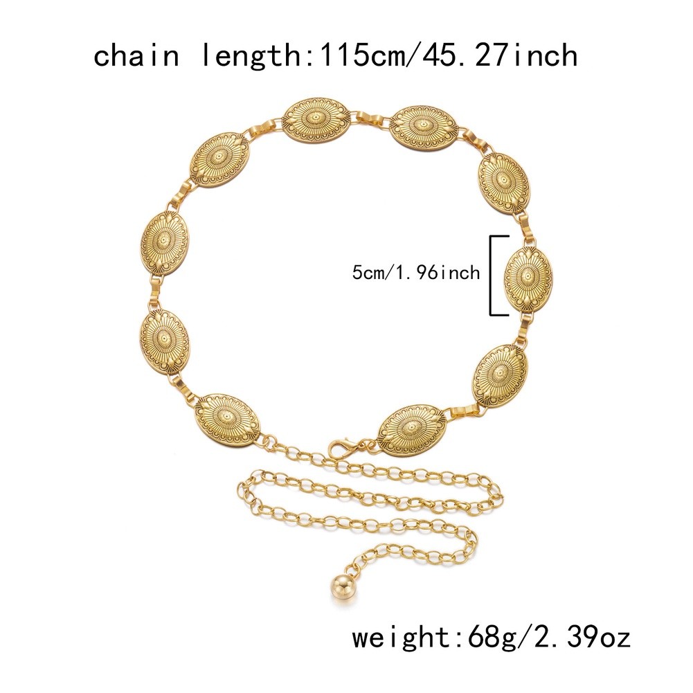 Bohemian Style Waist Chain for Women Vintage Embossed Metal Geometric Design - Picture 25 of 42