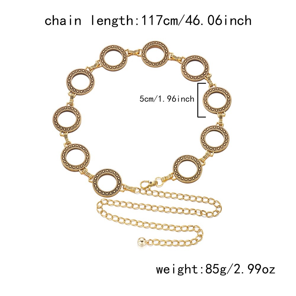 Bohemian Style Waist Chain for Women Vintage Embossed Metal Geometric Design - Picture 9 of 42