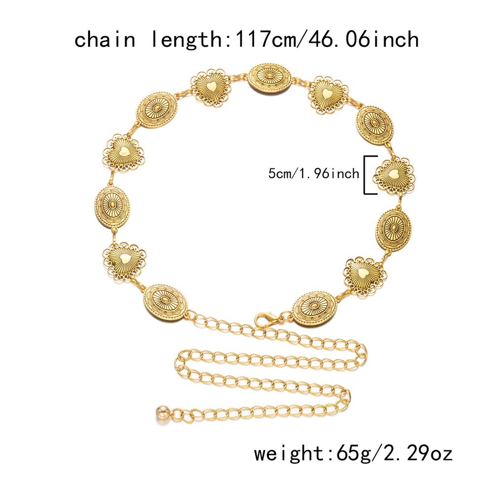 Bohemian Style Waist Chain for Women Vintage Embossed Metal Geometric Design - Picture 30 of 42