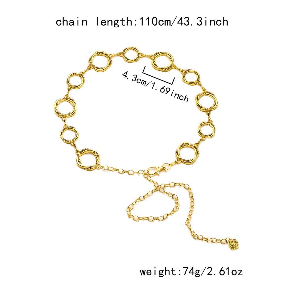 Bohemian Style Waist Chain for Women Vintage Embossed Metal Geometric Design - Picture 12 of 42