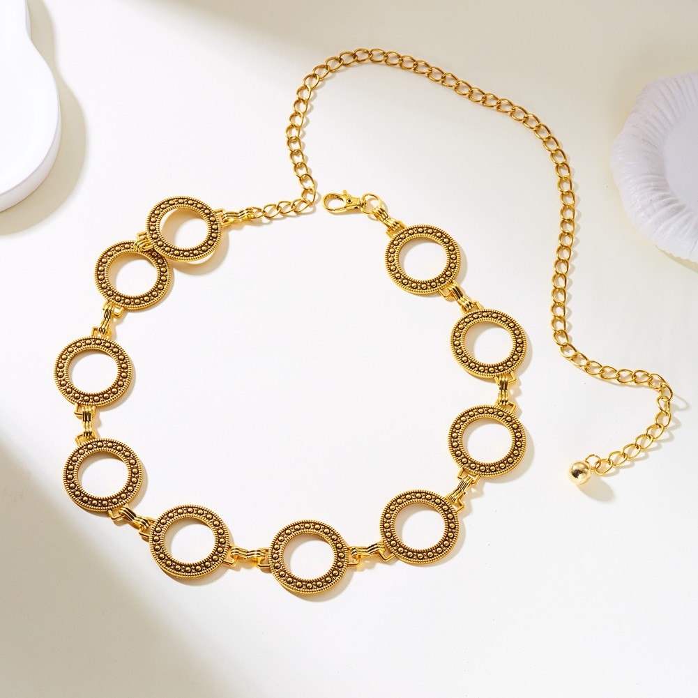 Bohemian Style Waist Chain for Women Vintage Embossed Metal Geometric Design - Picture 10 of 42
