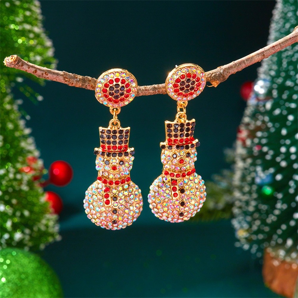 Boucles d'oreilles personnage de Noël avec motif pendant avec bonhomme de neige - Picture 19 of 51